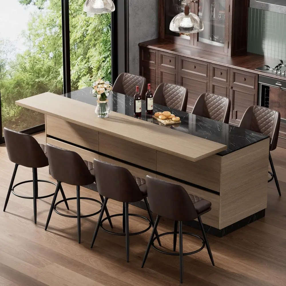 Bar Stools Set of 8, 26 Inch Counter Height Barstools with Back, 360 Swivel Modern Bar Chairs DoubleLayer Upholstered Faux Leat
Bar Stools Set of 8, 26 Inch Counter Height Barstools with Back, 360 Swivel Modern Bar Chairs DoubleLayer Upholstered Faux Leat