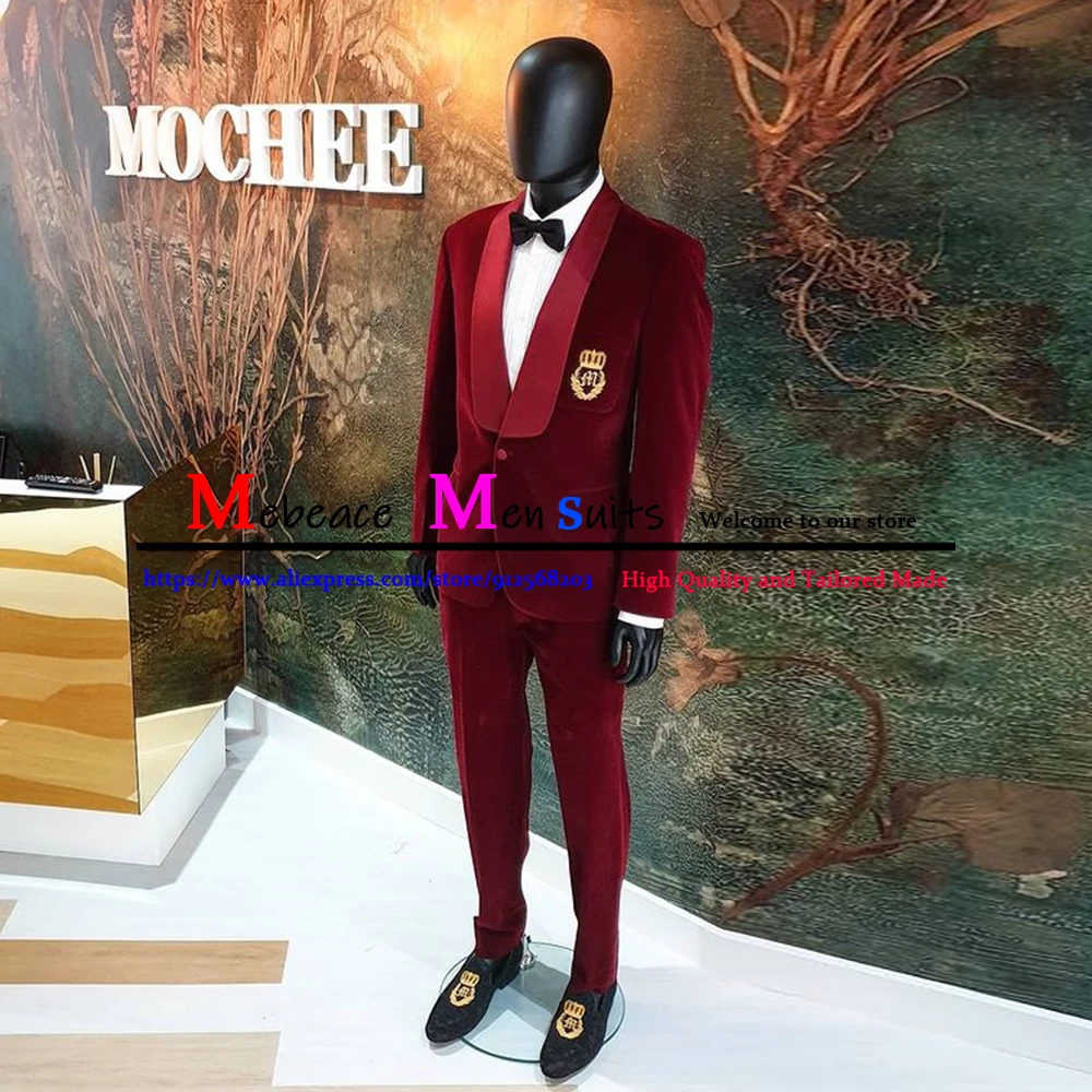 Fashion Burgundy Velvet Men Suit Set 2 Piece (Blazer+Pants) Casual Business Man Suit Slim Fit Groom Wedding Party Suits Tuxedos
Fashion Burgundy Velvet Men Suit Set 2 Piece (Blazer+Pants) Casual Business Man Suit Slim Fit Groom Wedding Party Suits Tuxedos