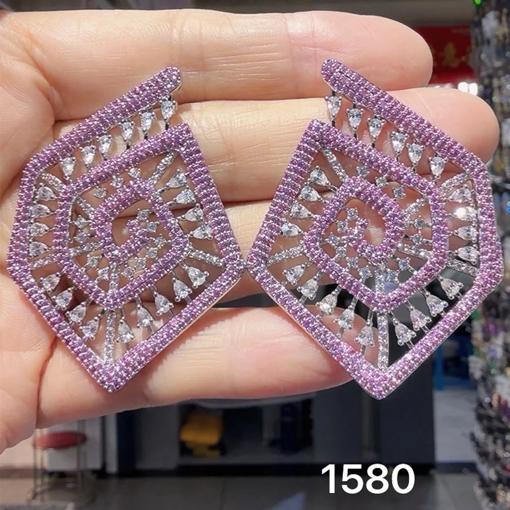 Sparkling Cubic Zirconia Hollow Drop Earrings for women Wedding Party Evening Prom geometric large stud earrings pink white
Sparkling Cubic Zirconia Hollow Drop Earrings for women Wedding Party Evening Prom geometric large stud earrings pink white