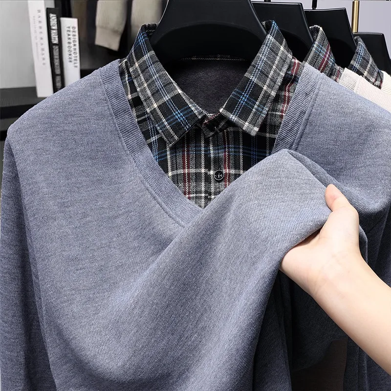Men's Knitted Sweater Casual irt Collar Fce Lined Thin Two Piece Spring Autumn Winter Faionable Comfortable Long Sve
Men's Knitted Sweater Casual irt Collar Fce Lined Thin Two Piece Spring Autumn Winter Faionable Comfortable Long Sve
