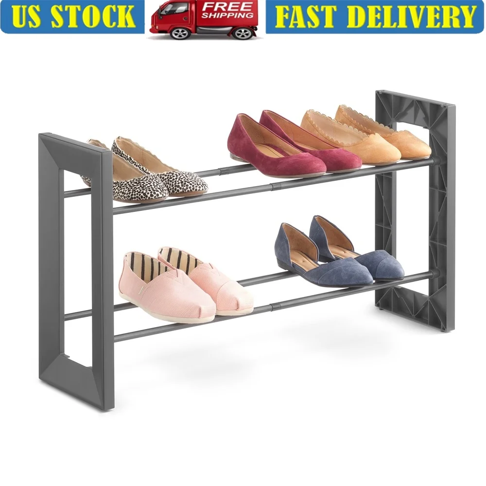 Expandable 2-Tier Gunmetal Shoe Rack Stackable Organizer Holds 6 Pairs Easy Assembly No Tools Required Durable Frame
Expandable 2-Tier Gunmetal Shoe Rack Stackable Organizer Holds 6 Pairs Easy Assembly No Tools Required Durable Frame