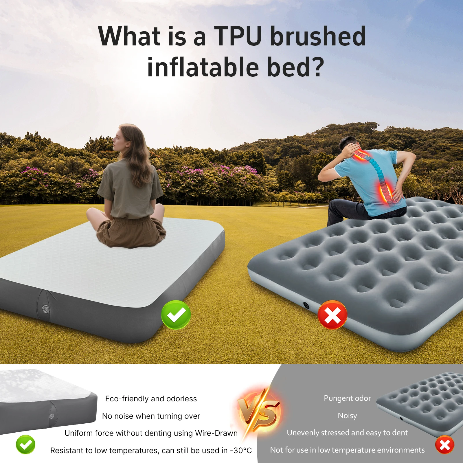 TPU Inflatable Mattress with Built-in Pump | Non-Toxic & Odorless | 3-Min Quick Inflation
TPU Inflatable Mattress with Built-in Pump | Non-Toxic & Odorless | 3-Min Quick Inflation