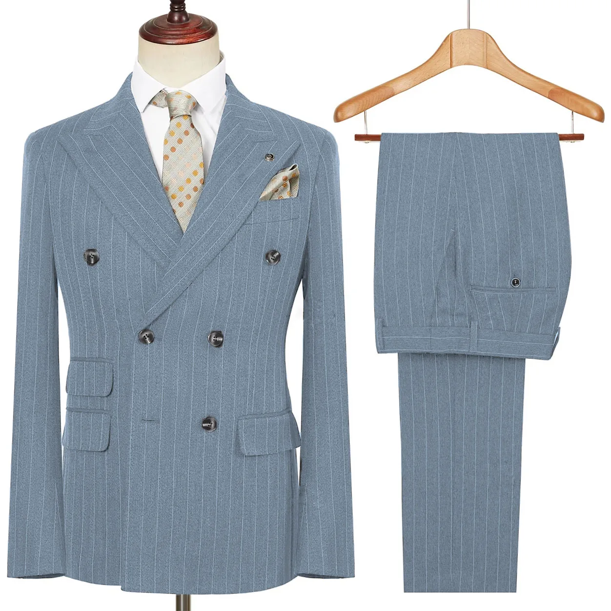 New Striped Classical Men's Suit High Quality 2 Pieces Double Breasted Jacket Pants Business Casual Party Wedding Groom Tuxedo 
New Striped Classical Men's Suit High Quality 2 Pieces Double Breasted Jacket Pants Business Casual Party Wedding Groom Tuxedo