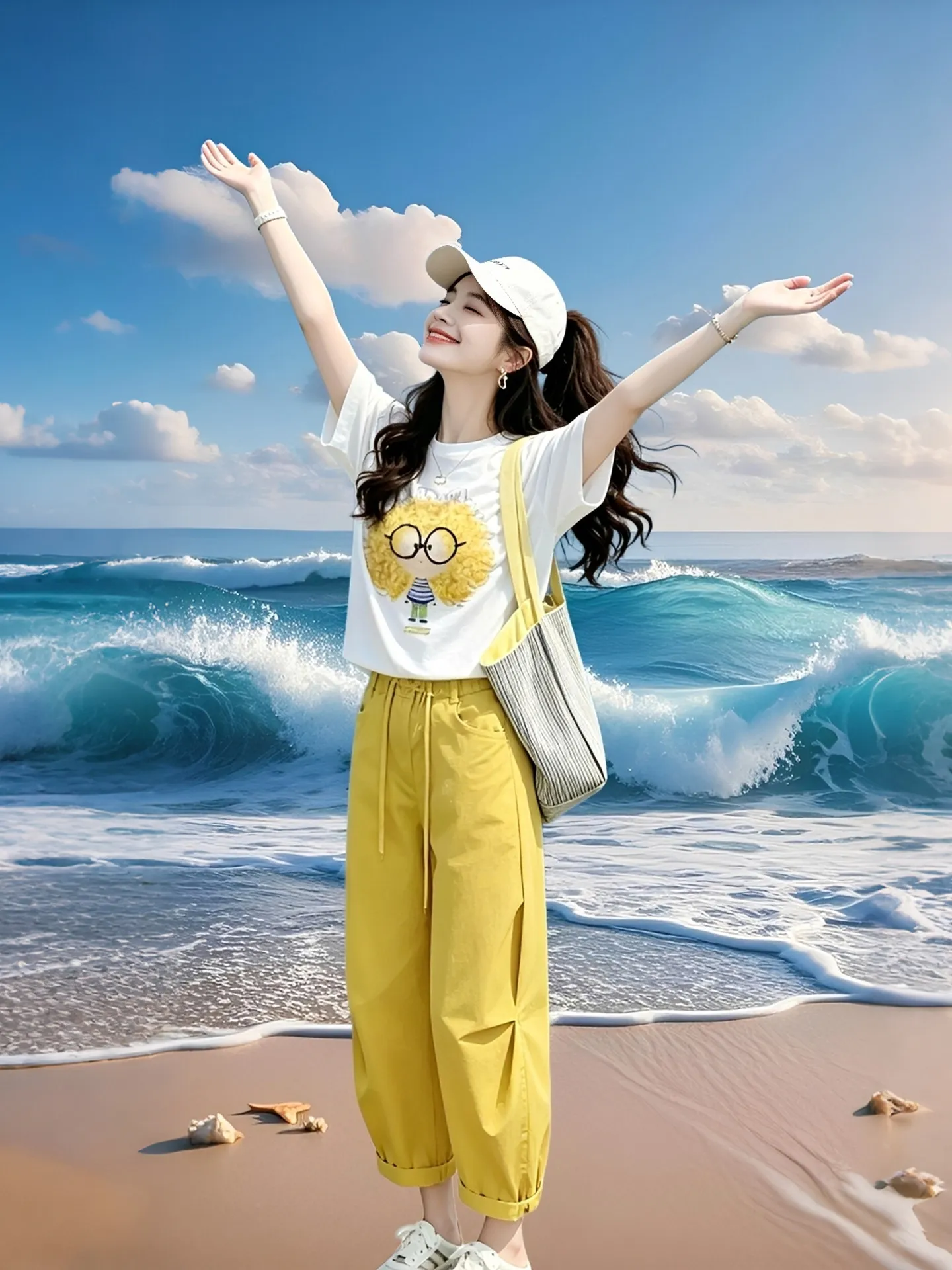 Unique Beautiful Summer Print Short Sleeve Women's Fashion Set Casual Sporty Style Slimming Versatile High Waist Pants
Unique Beautiful Summer Print Short Sleeve Women's Fashion Set Casual Sporty Style Slimming Versatile High Waist Pants