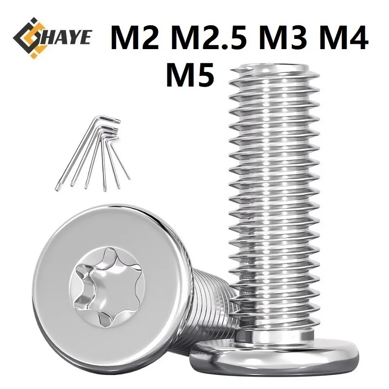 304 Stainless Steel M2 M2.5 M3 M4 M5 CM Flat Thin Head Torx Screws with Free Key Spanner Flat Head Star Socket Six Lobe Bolts
304 Stainless Steel M2 M2.5 M3 M4 M5 CM Flat Thin Head Torx Screws with Free Key Spanner Flat Head Star Socket Six Lobe Bolts