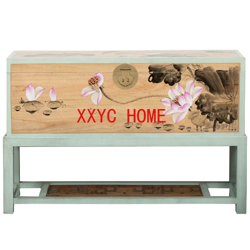 New Chinese Style Painted Camphor Wood Clothes Box Square Small Coffee Table Solid Wood Storage Trunk Furniture
New Chinese Style Painted Camphor Wood Clothes Box Square Small Coffee Table Solid Wood Storage Trunk Furniture