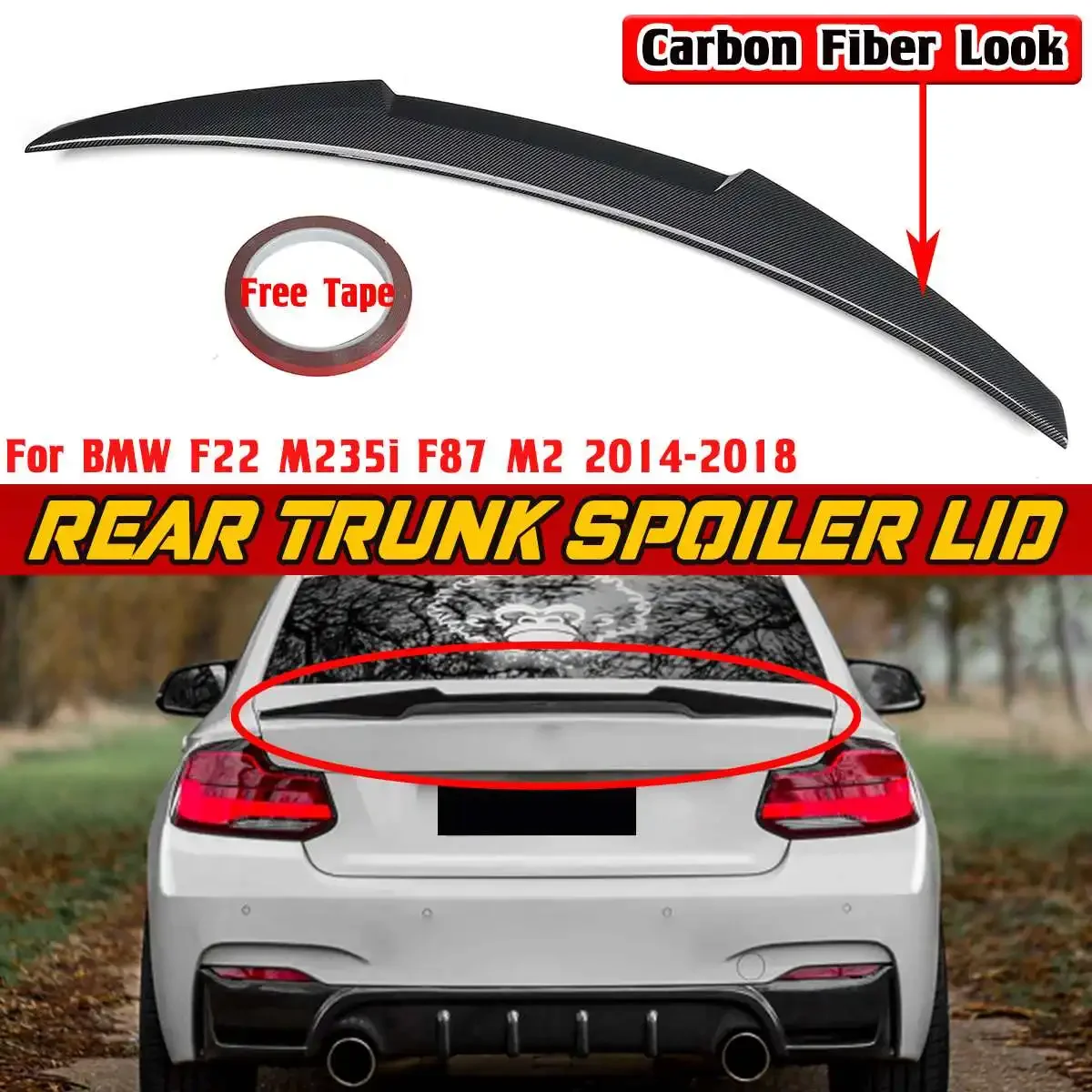 F22 M4 Style Car Rear Trunk Spoiler Lip Boot Wing Lip For BMW F22 M235i F87 M2 2014-2018 Car Rear Roof Lip Spoiler Exterior Part
F22 M4 Style Car Rear Trunk Spoiler Lip Boot Wing Lip For BMW F22 M235i F87 M2 2014-2018 Car Rear Roof Lip Spoiler Exterior Part