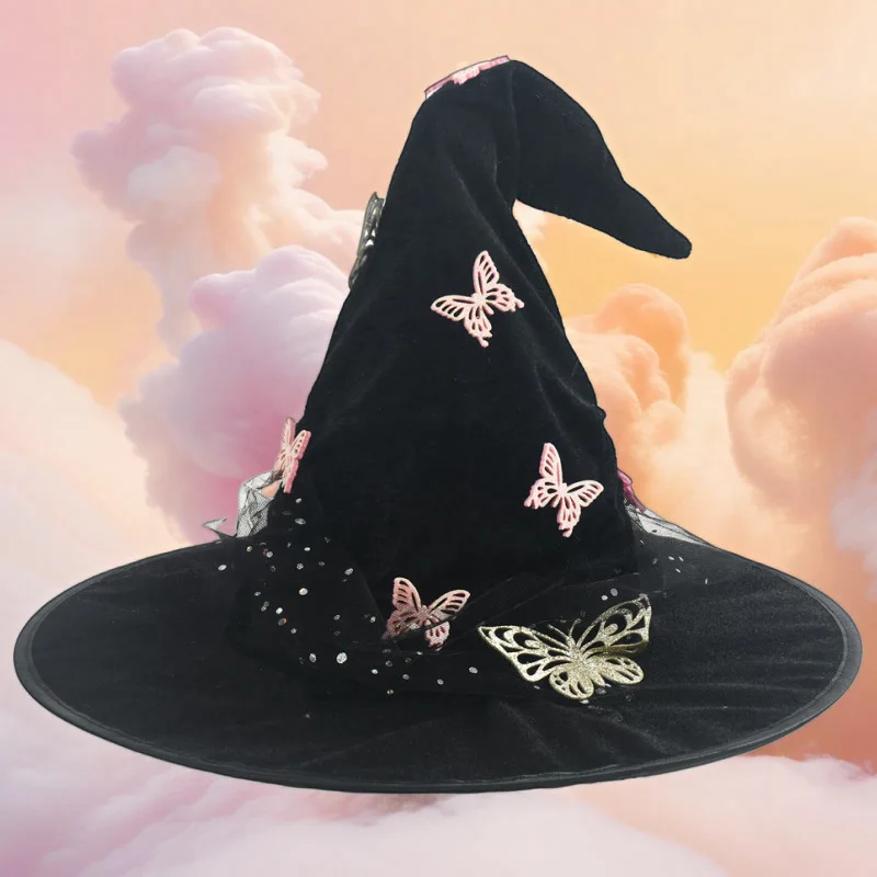 Halloween New Curved Pleated Witch Hat Mesh Butterfly Decor Popular New Style Party Photo Dress Up Fashion Head Decor Accessorie
Halloween New Curved Pleated Witch Hat Mesh Butterfly Decor Popular New Style Party Photo Dress Up Fashion Head Decor Accessorie