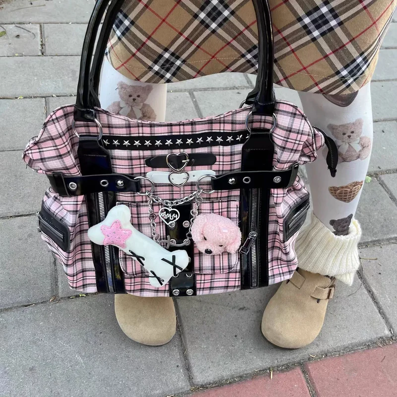 Pink Plaid Handbag for Women 2025 New Y2k Shoulder Bags Fashion Sweet Underarm Bag Large Capacity Design Tote Handbags Harajuku
Pink Plaid Handbag for Women 2025 New Y2k Shoulder Bags Fashion Sweet Underarm Bag Large Capacity Design Tote Handbags Harajuku
