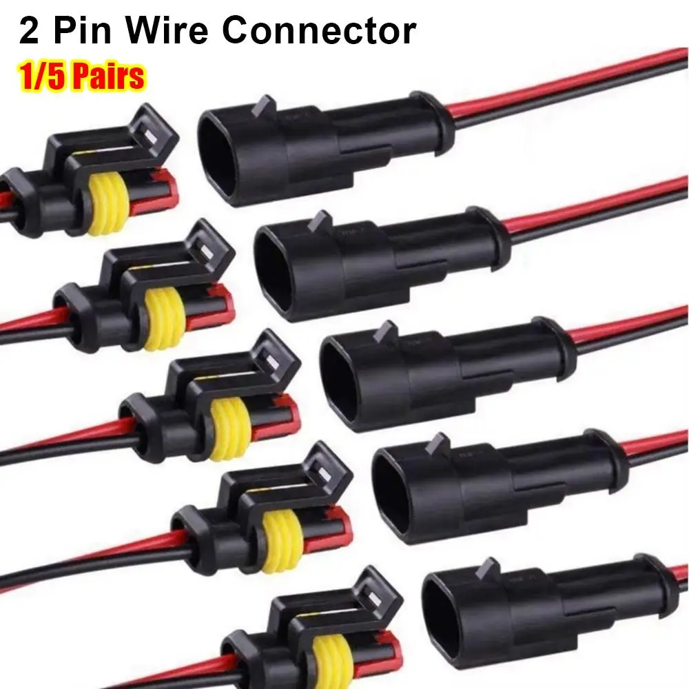 1/5Pairs Waterproof 2 Pin Connector Male Female Way 20-16AWG Electrical Wire Connector Quick Disconnect Harness Plug Socket Kit
1/5Pairs Waterproof 2 Pin Connector Male Female Way 20-16AWG Electrical Wire Connector Quick Disconnect Harness Plug Socket Kit