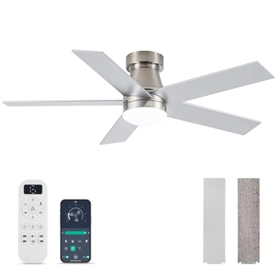 Indoor/Outdoor 47 Inch Ceiling Fan with Light and Remote Control, Brushed Nickel Flush Mount, 3-Color Dimmable LED, Memory Func
Indoor/Outdoor 47 Inch Ceiling Fan with Light and Remote Control, Brushed Nickel Flush Mount, 3-Color Dimmable LED, Memory Func
