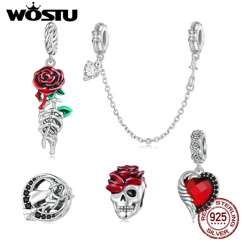 WOSTU Genuine 925 Sterling Silver Rose Skull Red Heart Magic Bead Pendant Charm for Bracelet or Necklace Fine Halloween Gift
WOSTU Genuine 925 Sterling Silver Rose Skull Red Heart Magic Bead Pendant Charm for Bracelet or Necklace Fine Halloween Gift