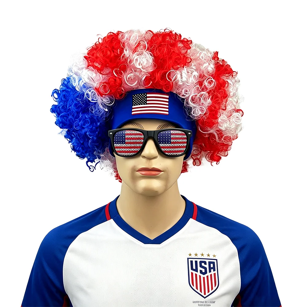 Unisex 2Pcs Spanish Soccer Fan Wig Kit - Elastic Headband Afro Wig + Spain Flag Mesh Sunglasses For Football Match
Unisex 2Pcs Spanish Soccer Fan Wig Kit - Elastic Headband Afro Wig + Spain Flag Mesh Sunglasses For Football Match