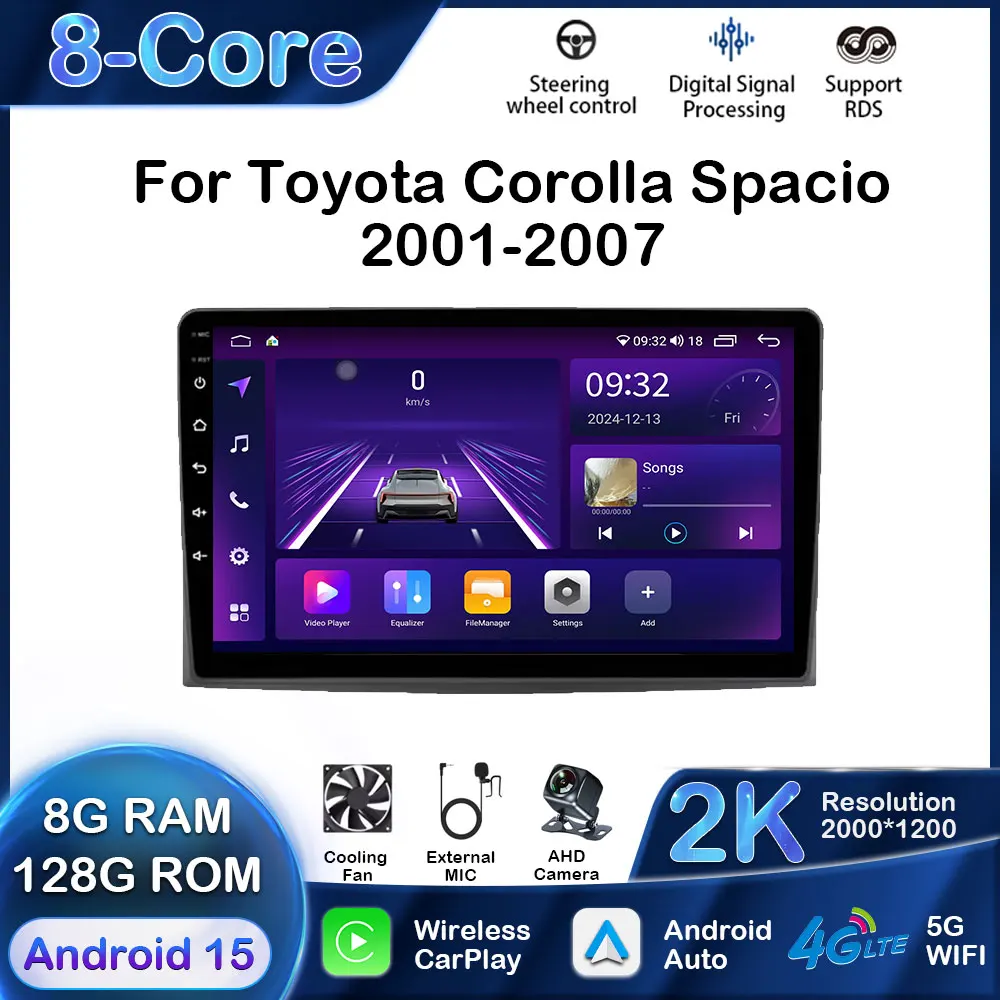 Автомобильный мультимедийный плеер для Toyota Corolla Spacio 2001-2007, Android GPS-навигация, Carplay, автомагнитола, стерео, DSP, 2Din, QLED
Автомобильный мультимедийный плеер для Toyota Corolla Spacio 2001-2007, Android GPS-навигация, Carplay, автомагнитола, стерео, DSP, 2Din, QLED