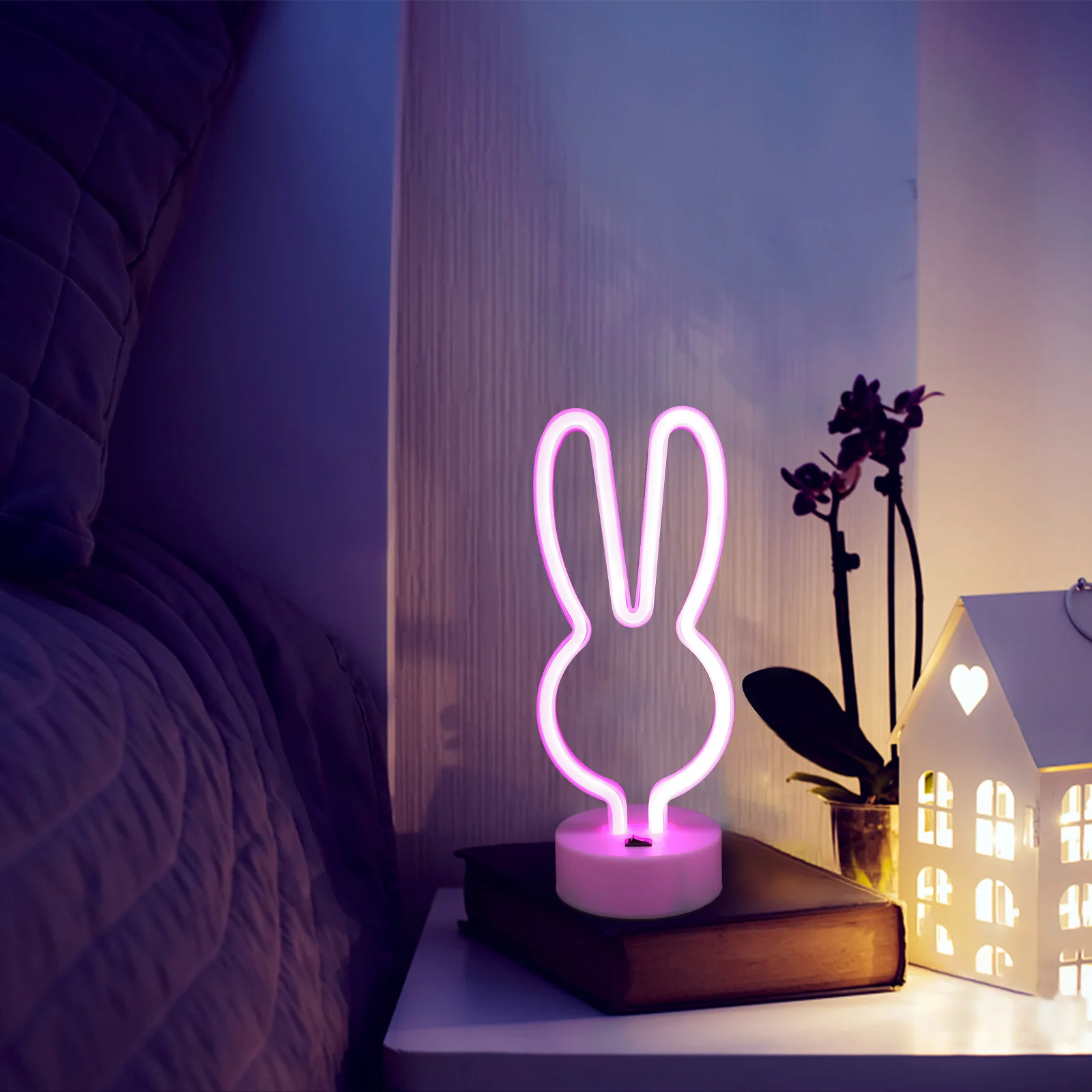 Neon Light Night Lamp Creative LED Rabbit Shape Desktop Decor Festival Party Atmosphere Home Lighting LED Neon Signs
Neon Light Night Lamp Creative LED Rabbit Shape Desktop Decor Festival Party Atmosphere Home Lighting LED Neon Signs
