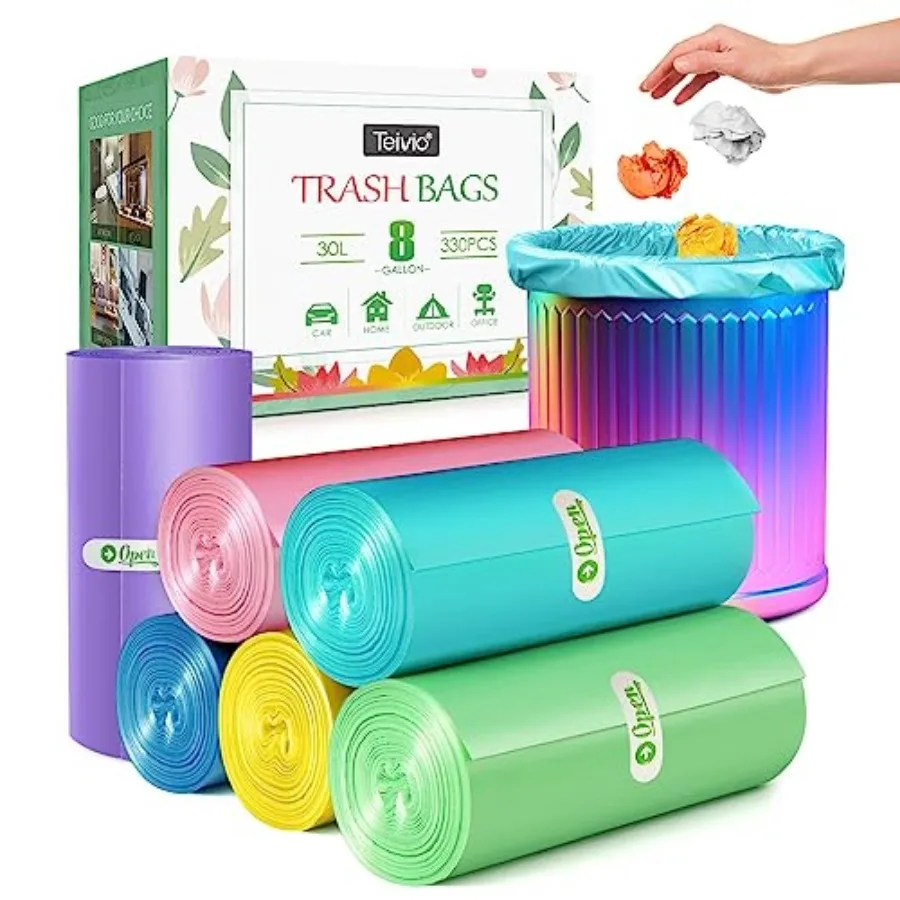 8 Gallon 330 Counts Clear Colorful Trash Bags Kitchen Garbage Bags by, fit 25-30Liter Bathroom Trash Can Bin Liners, Plastic Ba
8 Gallon 330 Counts Clear Colorful Trash Bags Kitchen Garbage Bags by, fit 25-30Liter Bathroom Trash Can Bin Liners, Plastic Ba