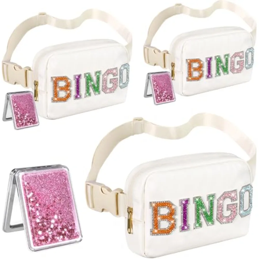 Sequins Letters BINGO Fanny Pack with Quicksand Mirror Nylon Belt Bags Women Girls Makeup Bag for Bingo Game Lovers Lucky Gifts
Sequins Letters BINGO Fanny Pack with Quicksand Mirror Nylon Belt Bags Women Girls Makeup Bag for Bingo Game Lovers Lucky Gifts