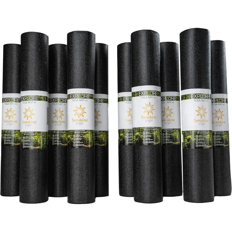 Sunshine Yoga 10-Pack Explore 68" x 24" Exercise Mat, 4mm Thick Non Slip Workout Mat, Anti-Tear Gym , Bulk
Sunshine Yoga 10-Pack Explore 68" x 24" Exercise Mat, 4mm Thick Non Slip Workout Mat, Anti-Tear Gym , Bulk
