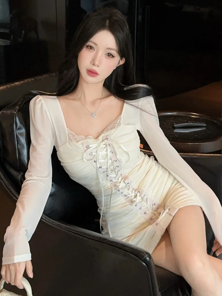 Pure Desire Sexy Square Collar Lace Trim Bodycon Dress Women Spring New Style Elegantly Sweet Bubble Sleeve Belted Dress
Pure Desire Sexy Square Collar Lace Trim Bodycon Dress Women Spring New Style Elegantly Sweet Bubble Sleeve Belted Dress
