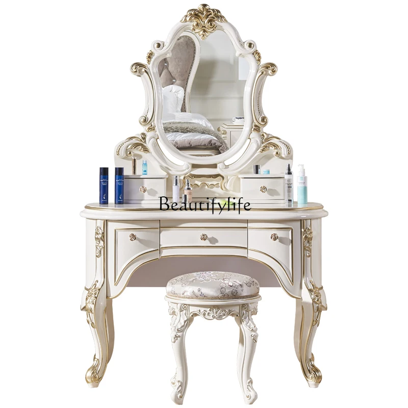 European solid wood dresser bedroom luxury princess makeup table
European solid wood dresser bedroom luxury princess makeup table