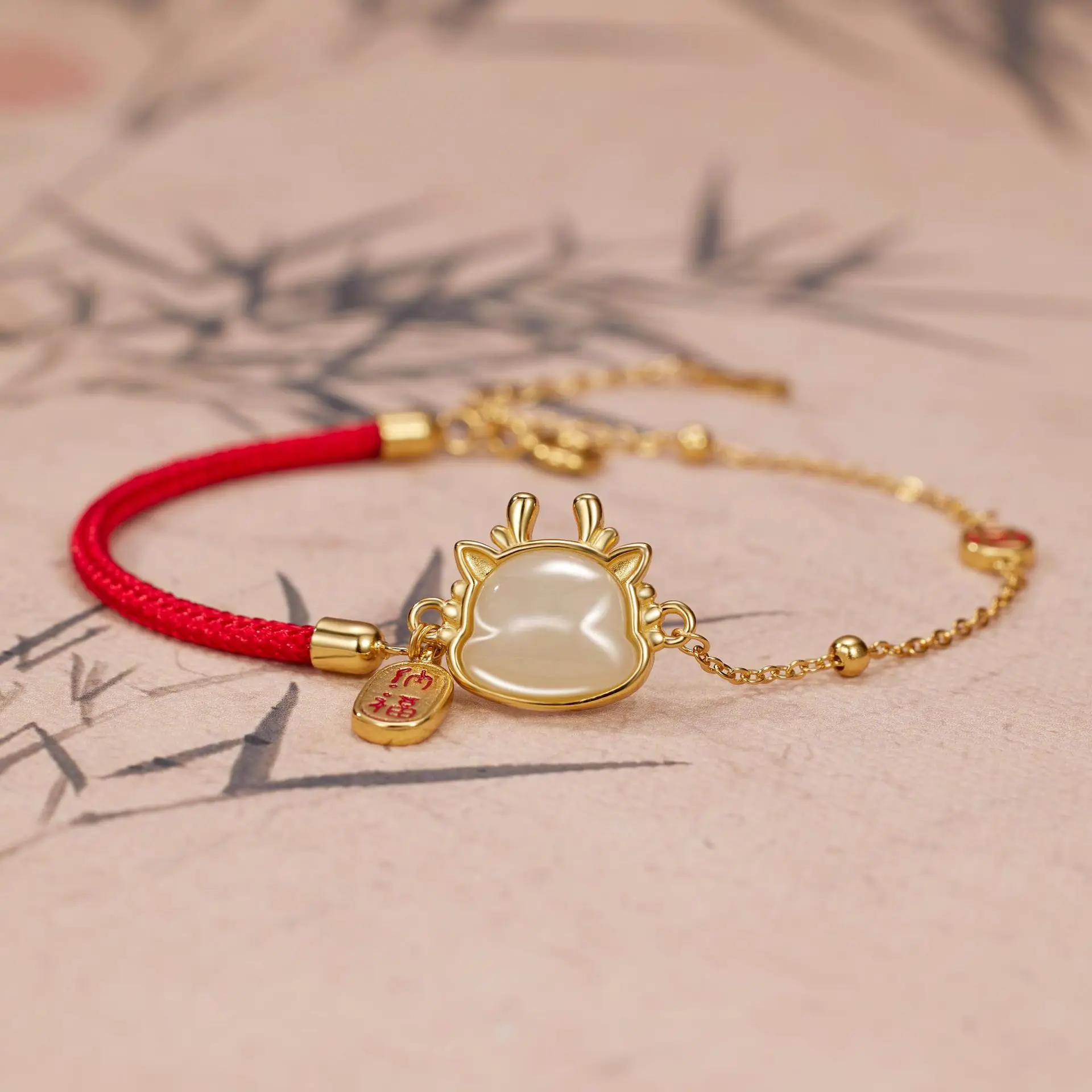 S925 Sterling Silver Jade Dragon Blessing Red Cord Bracelet For Women Vintage Hetian Jade Chinese Zodiac Dragon Birth Year Gift
S925 Sterling Silver Jade Dragon Blessing Red Cord Bracelet For Women Vintage Hetian Jade Chinese Zodiac Dragon Birth Year Gift