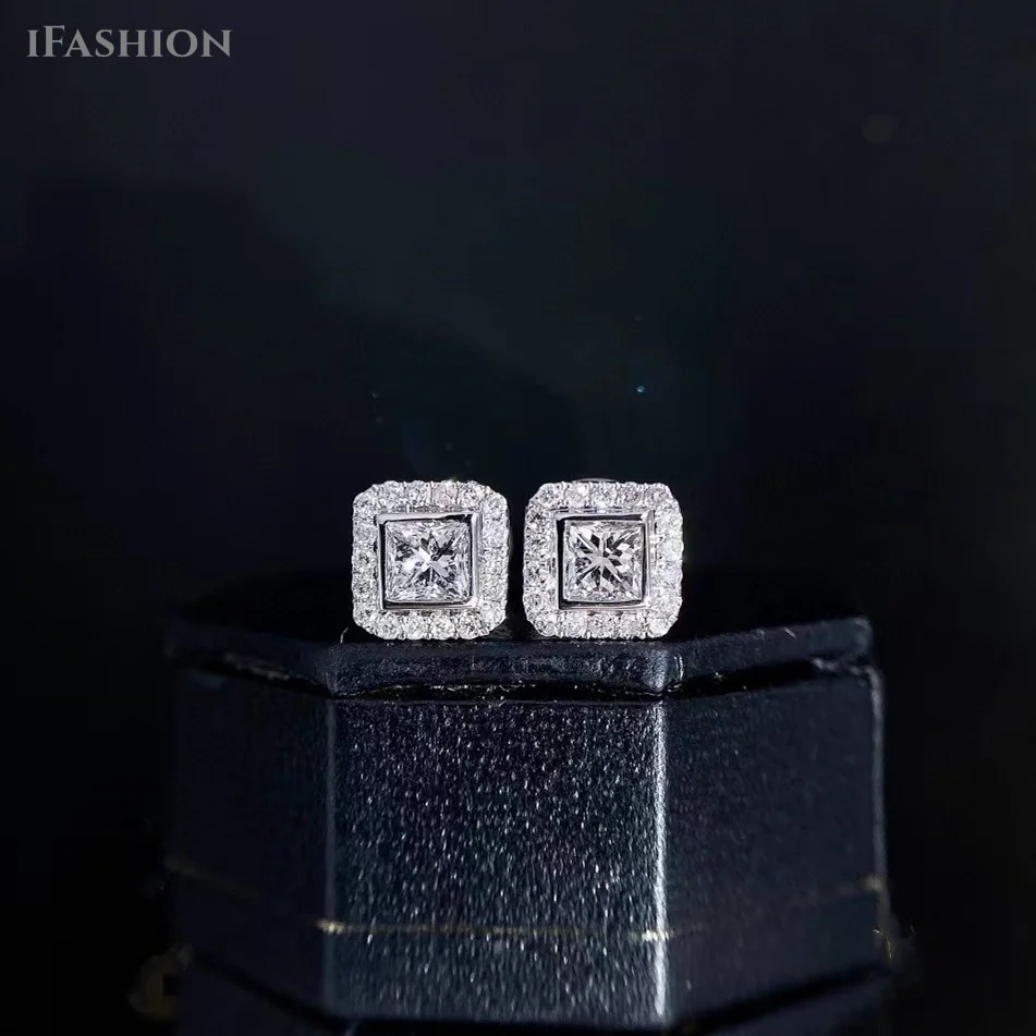 IFASHION Real 18K Gold Diamond Stud Earrings Princess Square Natural Diamond Earrings Pure AU750 Fine Jewelry Gifts for Women
IFASHION Real 18K Gold Diamond Stud Earrings Princess Square Natural Diamond Earrings Pure AU750 Fine Jewelry Gifts for Women