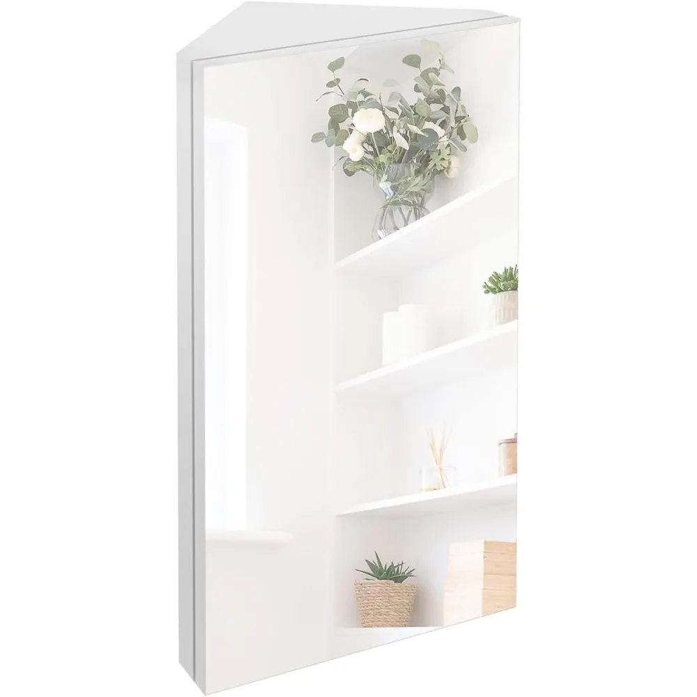 24 Bathroom Corner Medicine Cabinet W/Mirror, Single Door Bathroom White Wall Mount Mirror Cabinet, Hanging Triple Shelf
24 Bathroom Corner Medicine Cabinet W/Mirror, Single Door Bathroom White Wall Mount Mirror Cabinet, Hanging Triple Shelf
