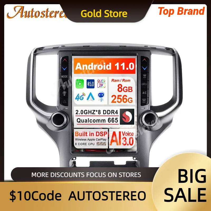 5G Qualcomm665 Tesla Screen Android 11 256G автомобильное радио GPS-навигация для Dodge RAM 2019-2022 мультимедийный плеер Carplay Head Unit
5G Qualcomm665 Tesla Screen Android 11 256G автомобильное радио GPS-навигация для Dodge RAM 2019-2022 мультимедийный плеер Carplay Head Unit