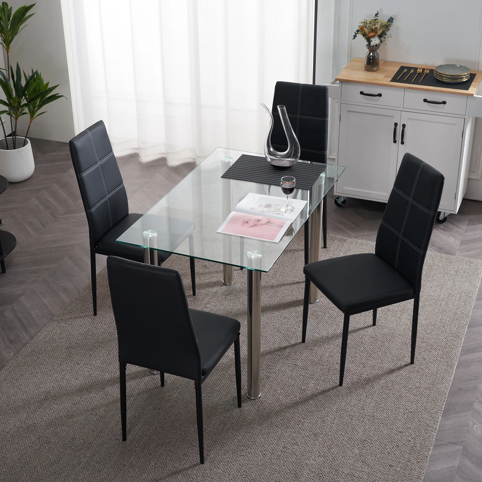 L Super Stable 4-Pieces Black Dining Chairs Texture High Backrest Dining Chairs For Dining Room
L Super Stable 4-Pieces Black Dining Chairs Texture High Backrest Dining Chairs For Dining Room