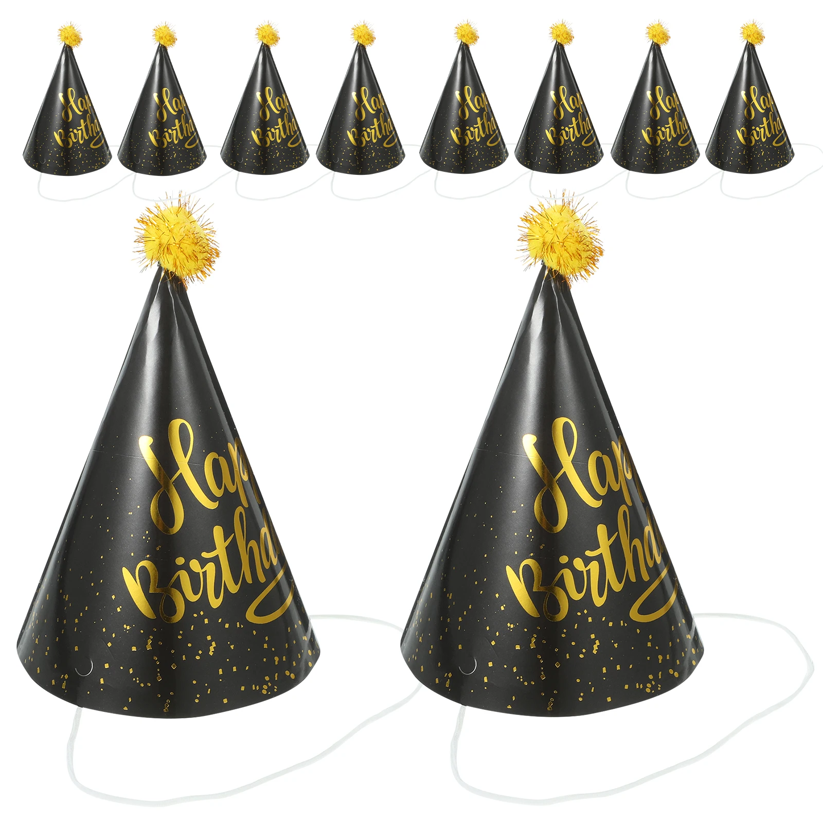 10pcs Birthday Kids Adults Cone Birthday Party Hats Supplies Golden Ball Black Dots Photo Props Easy Wear
10pcs Birthday Kids Adults Cone Birthday Party Hats Supplies Golden Ball Black Dots Photo Props Easy Wear