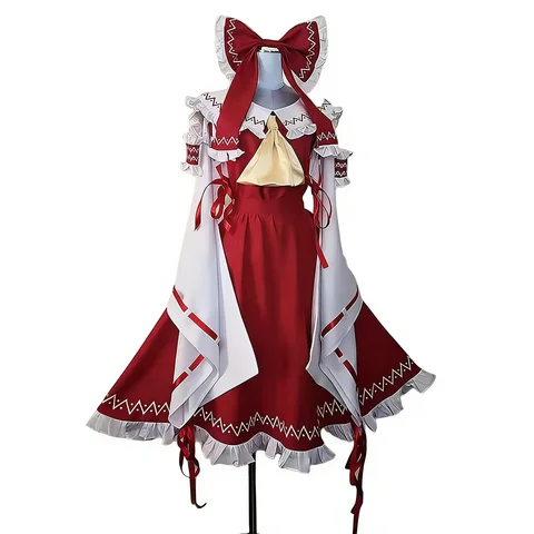Unisex Anime Touhou Project Cos Hakurei Reimu Cosplay Costume Lolita Kawaii Dress Halloween Outfits