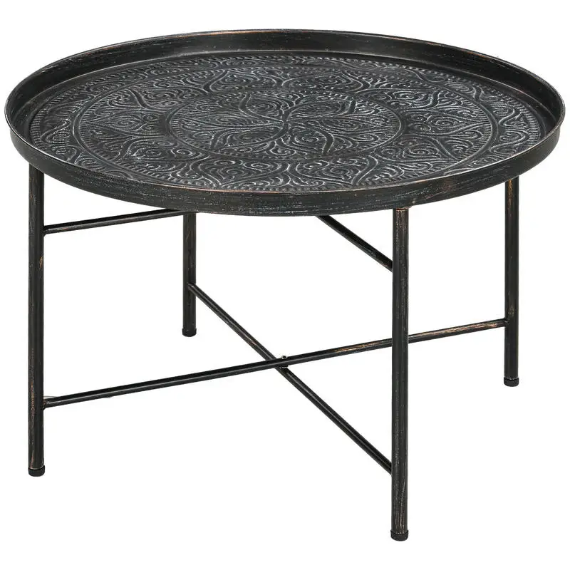 Coffee Table for Living Room, 24" Round Center Table with Hammered Tray Top and Metal Frame for Bedroom, Pewter
Coffee Table for Living Room, 24" Round Center Table with Hammered Tray Top and Metal Frame for Bedroom, Pewter