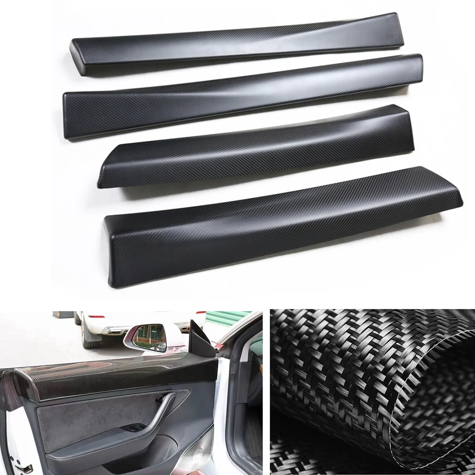 4pcs Car Interior Door Panel Trim Sticker Cover Strip Carbon Fiber For Tesla Model 3 2016-2020
4pcs Car Interior Door Panel Trim Sticker Cover Strip Carbon Fiber For Tesla Model 3 2016-2020