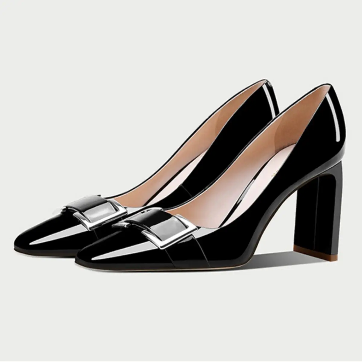 Black patent leather high heels women's square buckle 2025 spring versatile French square head women's thick heel single shoes
Black patent leather high heels women's square buckle 2025 spring versatile French square head women's thick heel single shoes