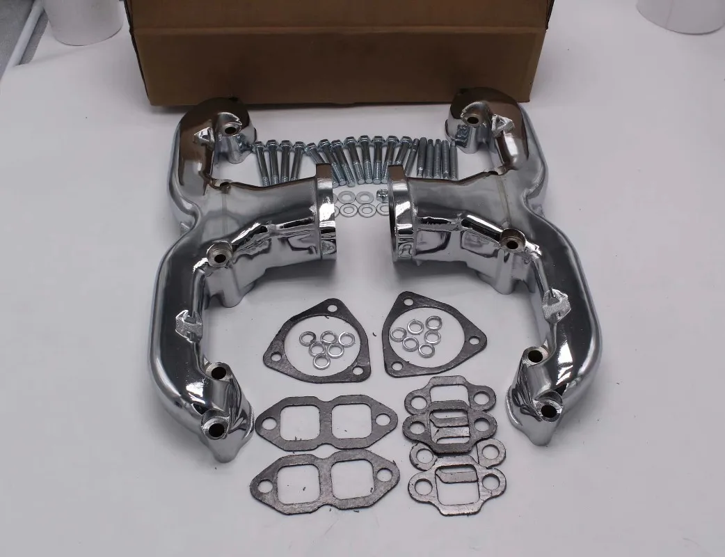 New Condition Polish and Chrome R26169 VA854 for Small Block Chevy Smoothie Rams Horn Exhaust Manifolds
New Condition Polish and Chrome R26169 VA854 for Small Block Chevy Smoothie Rams Horn Exhaust Manifolds