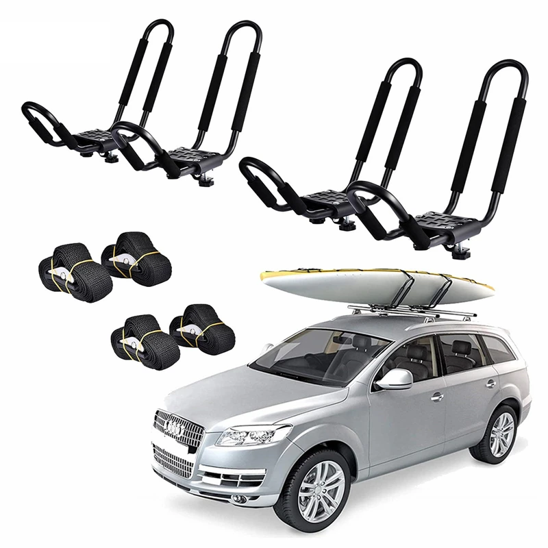 2 Pairs Kayak Roof Rack J-Bar Rack Sets with 4 Tie Down Cam Straps, Car Rack Double Kayak Carrier for Universal Crossbar, SUV
2 Pairs Kayak Roof Rack J-Bar Rack Sets with 4 Tie Down Cam Straps, Car Rack Double Kayak Carrier for Universal Crossbar, SUV
