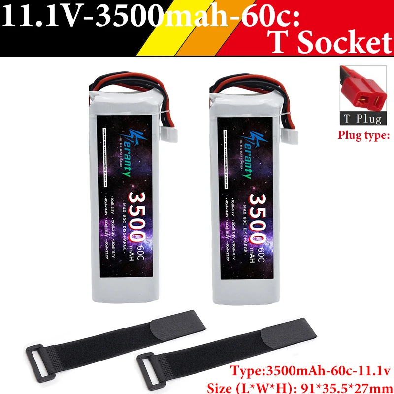 3S 11.1V Lipo Battery for 3500mAh 60C with T Plug for RC Airplane Quadcopter Drone FPV Boat Helicopter
3S 11.1V Lipo Battery for 3500mAh 60C with T Plug for RC Airplane Quadcopter Drone FPV Boat Helicopter