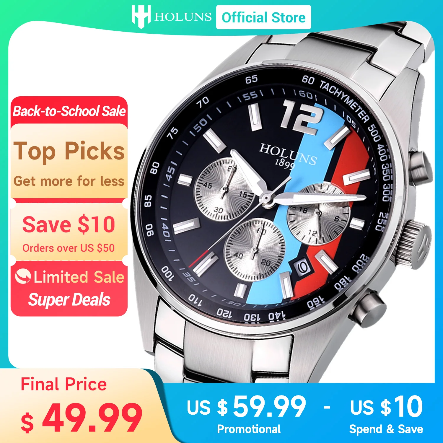 HOLUNS mens Fashion watch Full stainless steel Multifunctional Sports chronograph quartz Wristwatches Waterproof
HOLUNS mens Fashion watch Full stainless steel Multifunctional Sports chronograph quartz Wristwatches Waterproof