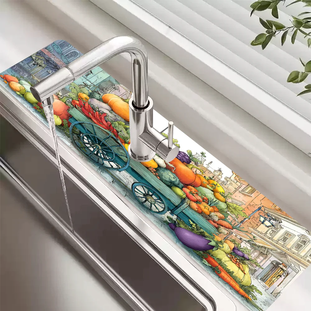 Vintage Art Design Faucet Mat for Kitchen Sink Protectors Kitchen Accessories Rubber Mat Splash Guard, Bathroom Faucet Mat
Vintage Art Design Faucet Mat for Kitchen Sink Protectors Kitchen Accessories Rubber Mat Splash Guard, Bathroom Faucet Mat