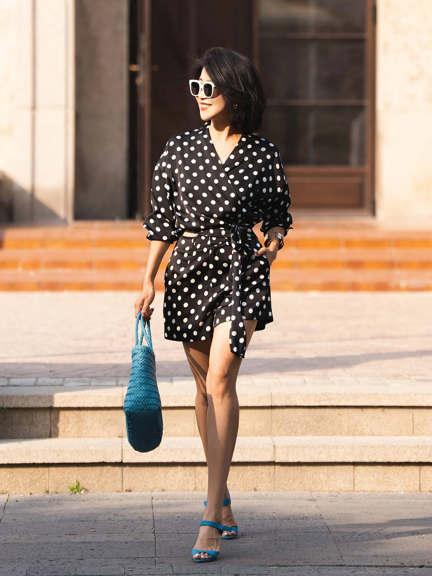 Elephant & Girfe Retro Celebri Satin Bla And White Polka Dot Wrap irt orts 50704 Commute Sle Loose Fit Summer Co...
Elephant & Girfe Retro Celebri Satin Bla And White Polka Dot Wrap irt orts 50704 Commute Sle Loose Fit Summer Co...