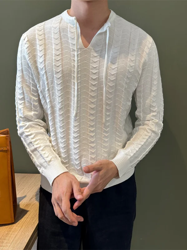 Men's V-Ne Long Sve Sweater Spring Autumn White Dstring Elastic Texture Knitted irt Vintage Sle Comfortable Fit
Men's V-Ne Long Sve Sweater Spring Autumn White Dstring Elastic Texture Knitted irt Vintage Sle Comfortable Fit
