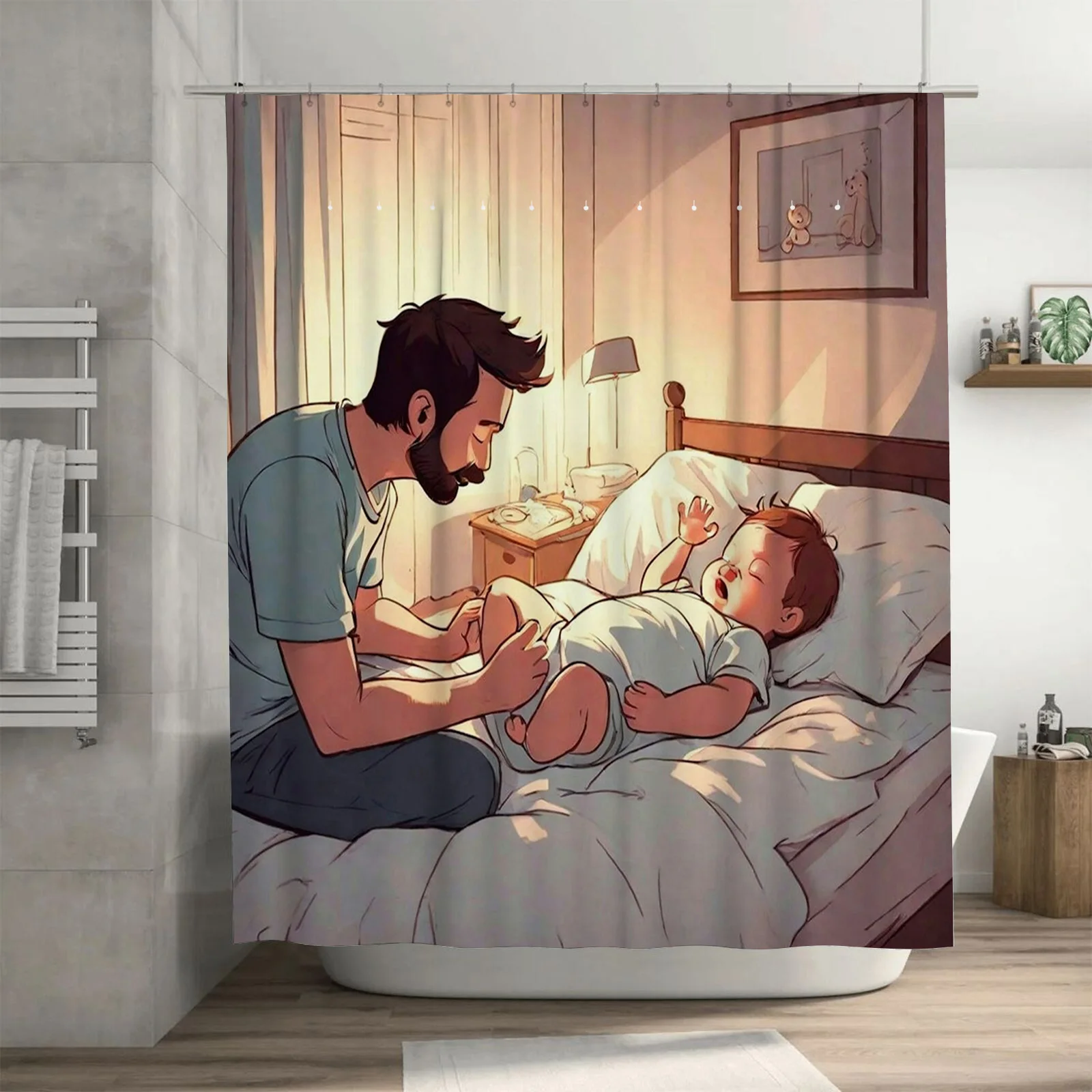 Занавеска для душа Tender Father Baby Moment — водонепроницаемая, устойчивая к плесени, можно стирать в машине для теплого декора ванной комнаты
Занавеска для душа Tender Father Baby Moment — водонепроницаемая, устойчивая к плесени, можно стирать в машине для теплого декора ванной комнаты