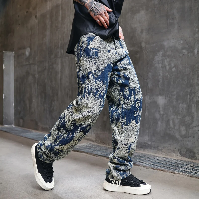 19026 new style high street fashionable jacquard straight pants loose all-matching figure-flattering casual super cool jeans
19026 new style high street fashionable jacquard straight pants loose all-matching figure-flattering casual super cool jeans