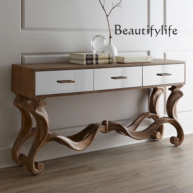 American French solid wood foyer partition retro carved entrance table simple modern decorative cabinet fashionable
American French solid wood foyer partition retro carved entrance table simple modern decorative cabinet fashionable
