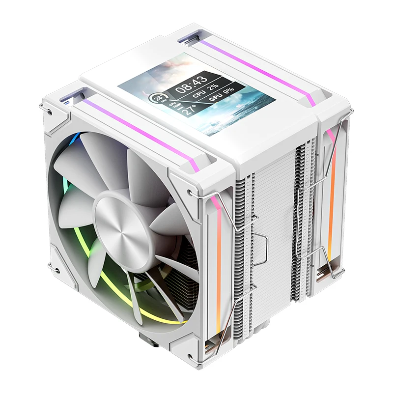 X-GAMERX MK8 Air-cooled CPU Cooler with 6 copper tubes and 2 fans, 2.8-inch LCD screen, DIY customization
X-GAMERX MK8 Air-cooled CPU Cooler with 6 copper tubes and 2 fans, 2.8-inch LCD screen, DIY customization