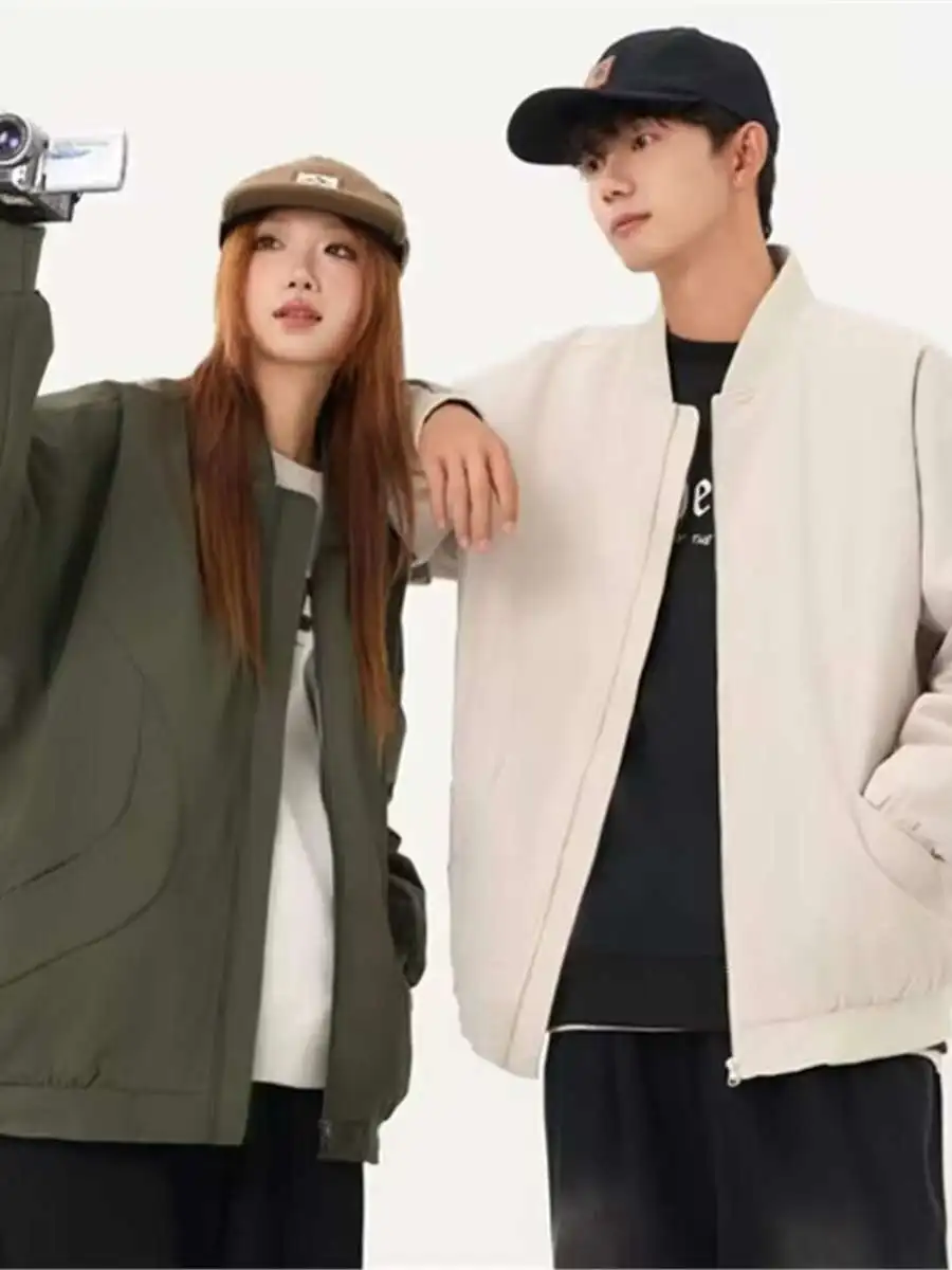 Loose Men's Biker Jaet Pure Color Stand Collar Autumn Casual Coat Young Men's Outerwear Windbreaker Coat Hong Kong Sle
Loose Men's Biker Jaet Pure Color Stand Collar Autumn Casual Coat Young Men's Outerwear Windbreaker Coat Hong Kong Sle