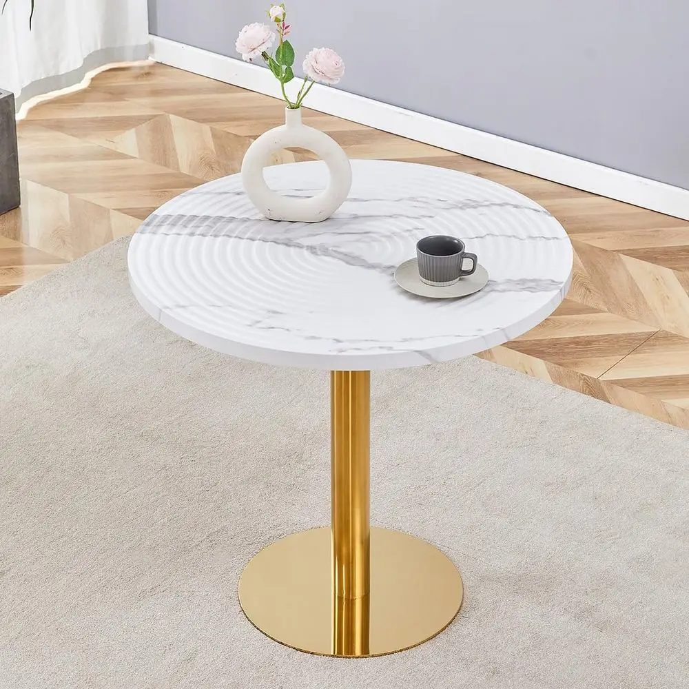 31.5 Marble-Effect Round Dining Table, 2-4 Seater with Metal Base
31.5 Marble-Effect Round Dining Table, 2-4 Seater with Metal Base