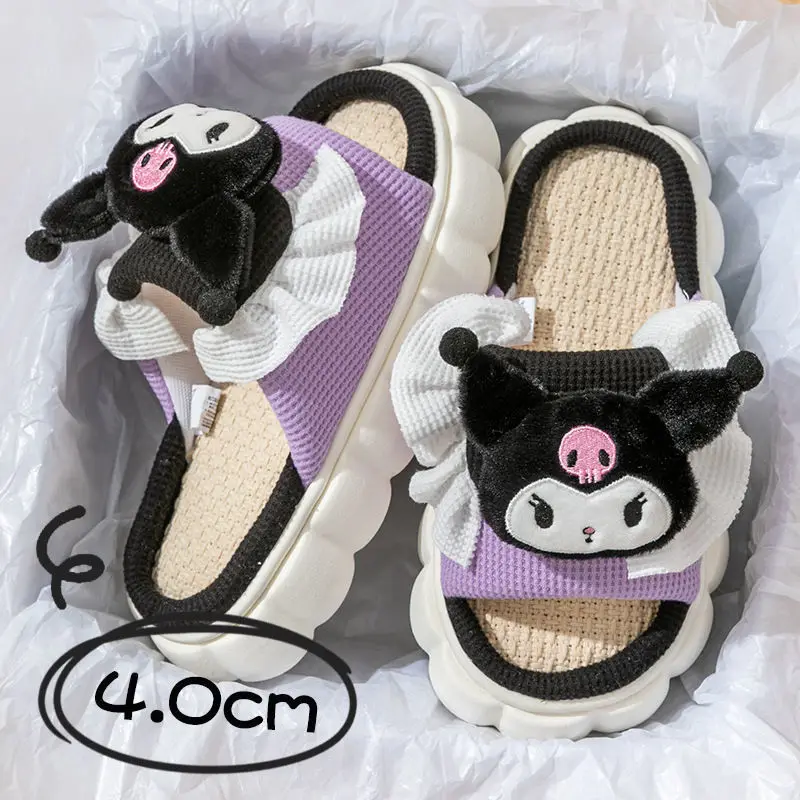 Kawaii cartoon character Kuromi Cinnamoroll Linen Slippers Indoor Home Cute Outdoor Anti-slip Cotton and Lines Sandals Gift
Kawaii cartoon character Kuromi Cinnamoroll Linen Slippers Indoor Home Cute Outdoor Anti-slip Cotton and Lines Sandals Gift