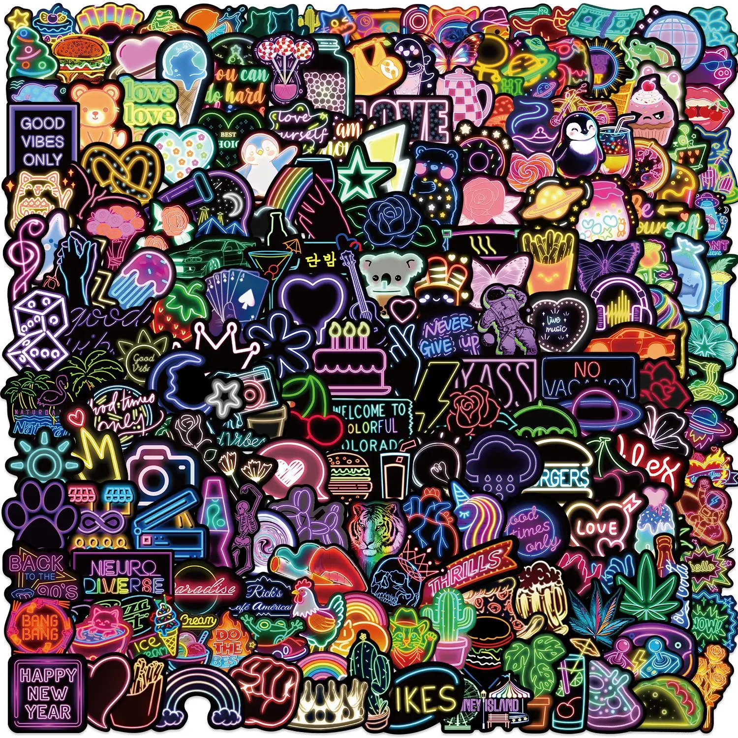 200pcs Cartoon Animal Ins-style Neon Graffiti Stickers For Luggage Guitar Non-adhesive Waterproof Stickers
200pcs Cartoon Animal Ins-style Neon Graffiti Stickers For Luggage Guitar Non-adhesive Waterproof Stickers