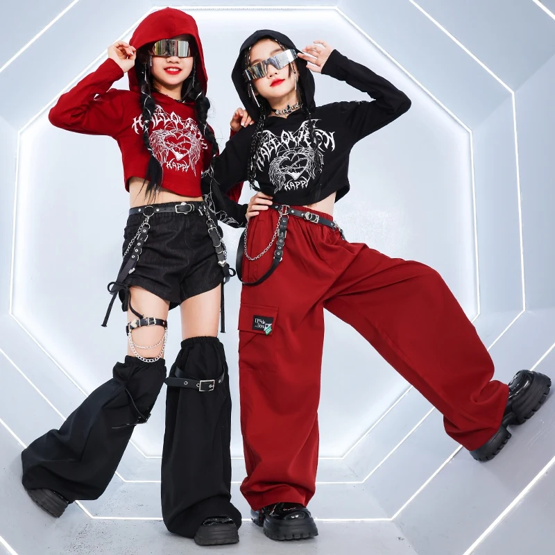Kpop Jazz Dance Costume Girls Hip Hop Fashion Clothes Black Tops Red Pants Shorts Kid Street Dance Stage Clothing Streetwear 922
Kpop Jazz Dance Costume Girls Hip Hop Fashion Clothes Black Tops Red Pants Shorts Kid Street Dance Stage Clothing Streetwear 922
